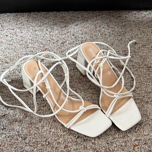 Viviana Elegant White Lace-Up Heels